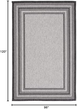 SAFAVIEH Courtyard Outdoor Area Rug 8'x10', Light Grey & Black CY8475-37612 - Image 2