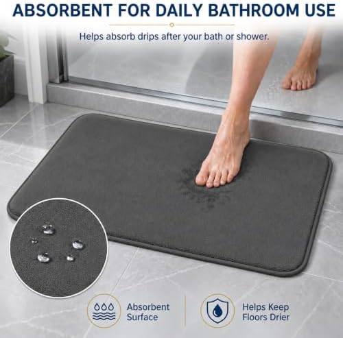 Bathroom Rugs Extra Soft Memory Foam Bath Mat Sets 3 Piece Non Slip Absorbent & Dry Living Mat Sets Washable Bath Carpets with Toilet Rug,Bath Rugs for Bathroom,Tub,Shower,Kitchen,Bedroom - Image 4