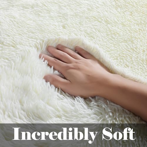 ONASAR Cream White Area Rugs 9x12 Living Room, Ivory Large Fluffy Shag Bedroom Rug, Soft Plush Thick Shaggy Big Floor Carpet for Kids Boy Girls Teen Dorm Nursery Indoor Home Decor Aesthetic - Image 2
