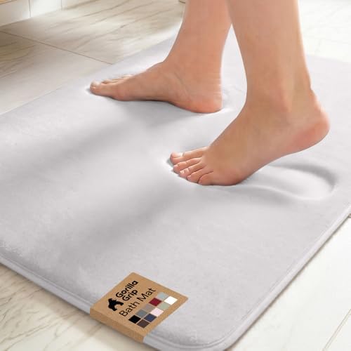 GORILLA GRIP® Memory Foam Bath Rug for Bathroom, 30x20 Light Gray by GorillaGrip
