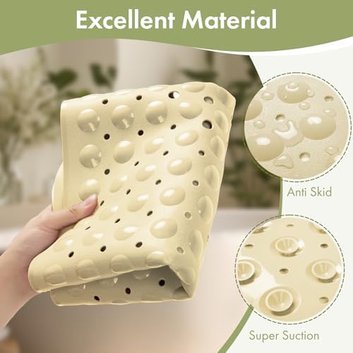 AmazerBath Shower Mat Non Slip 40 x 16 Inches, Shower Stall Mats with Suction Cups and Drain Holes, Non Slip Bath Mat for Tub for Elderly & Kids, Beige - Image 6