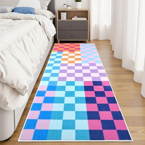 Terrug Multicolored Checkered Area Rug for Kitchen, 2x6 Runner Rugs - Image 4
