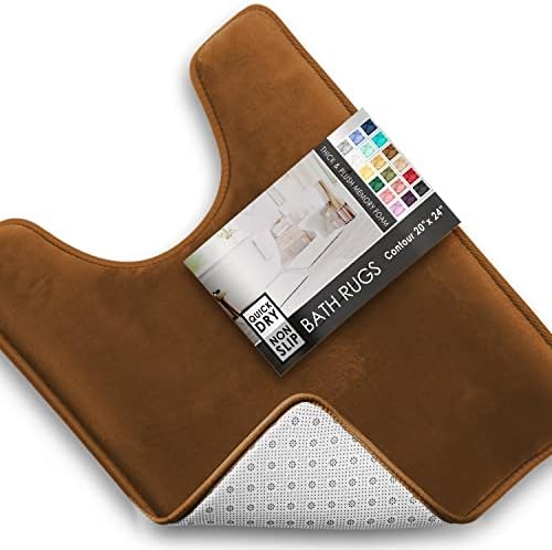 Clara Clark Bathroom Rugs, Velvet Memory Foam Bath Mat, Non-Slip, Machine Washable Bath Rugs - Dries Quickly, Ultra Soft Plush Bath Mats for Bathroom, 20 x 24, Chocolate Brown by ClaraClark