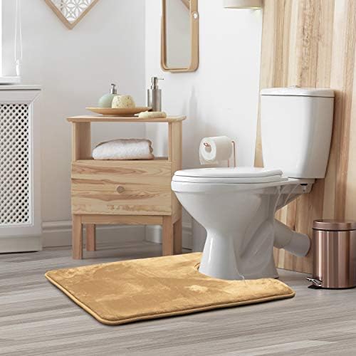 Clara Clark Bathroom Rugs, Velvet Memory Foam Bath Mat, Non-Slip, Machine Washable Bath Rugs - Dries Quickly, Ultra Soft Plush Bath Mats for Bathroom, 20 x 24, Camel Gold - Image 2
