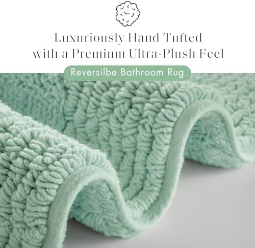 Madison Park Splendor Reversible 100% Cotton Bath Rug, 20 x 30, Green - Image 2