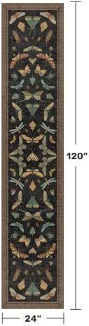 Dark Black Boho 2x10 Rug Runners for Hallways, Washable Non Slip Long Runner Rug for Kitchen, Entryway, Low Pile & Soft Stain Resistant Vintage Home Décor - Image 2