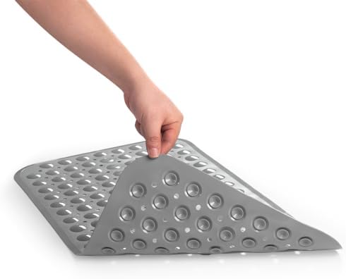AmazerBath Bath Tub Mat, Medium Size 27.6 x 15 Inches Non-Slip Shower Mats with Suction Cups and Drain Holes, Bathtub Mats Bathroom Mats Machine Washable (Gray) - Image 2