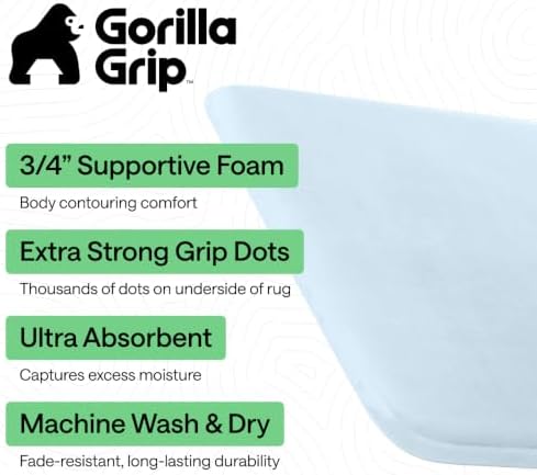 GORILLA GRIP® Memory Foam Bath Rug for Bathroom, 24x17 Light Blue - Image 2