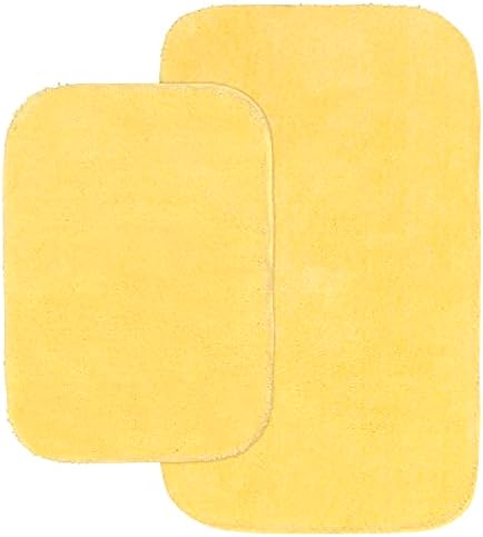 Garland Rug Traditional Nylon Washable Rubber Ducky Yellow2 Bath Rugs (17" X 24", 21" X 34") - Soft, Absorbent, and Stylish for Your Bathroom by Garland+Rug