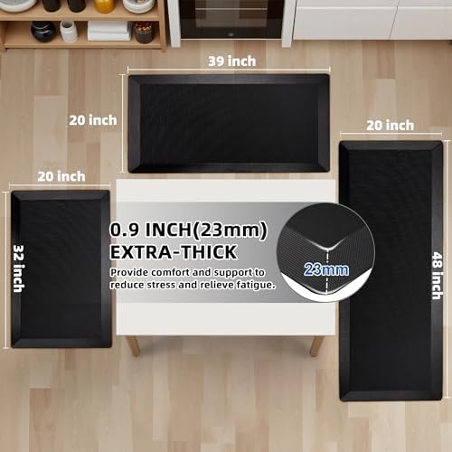 Tyrot Extra Thick Anti Fatigue Mat for Kitchen Floor, 20x39, Black - Image 4