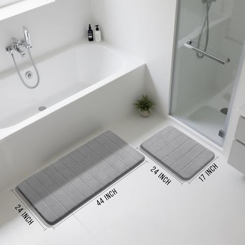 Yimobra Large Memory Foam Bathroom Mat Set, 44 x 24 & 24 x 17 in, Gray - Image 2