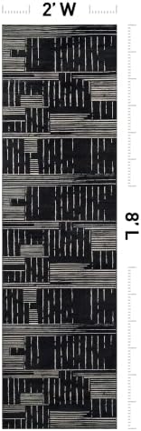 Rugshop Block Stripe Machine Washable Non-Slip Runner Rug, 2'x8' Black - Image 2