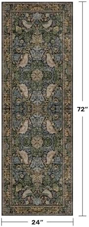 Floral Kitchen Runners - 2x6 Runner Rug for Hallway Bathroom Laundry Room Bedroom Beside Bed Entryway, Boho Leaves Patterned Non Slip Low Pile Washable Rugs - Image 2