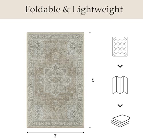 GENIMO Indoor Outdoor Rug, Washable for Patio and Deck, Cream Beige, 3x5 - Image 2