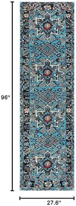 SAFAVIEH Vintage Hamadan Collection Runner Rug - 2'3" x 8', Light Blue & Black, Traditional Persian Design, Non-Shedding & Easy to Clean, Ideal for Hallway, Foyer, Entryway, Bedroom (VTH211M) - Image 2