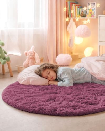 Smiry Round Area Rugs for Living Room Bedroom 2x2 ft, Fluffy Carpet - Image 5