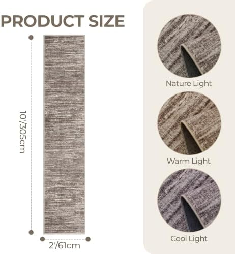 2x10 Runner Rug Non Slip,Washable Hallway Runner Rug,Brown - Image 2