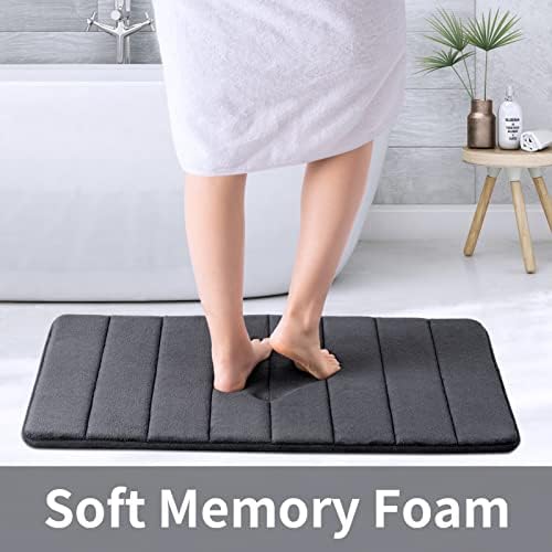 ROSMARUS Memory Foam Bath Mat, 20''x32'', Charcoal Gray - Image 3