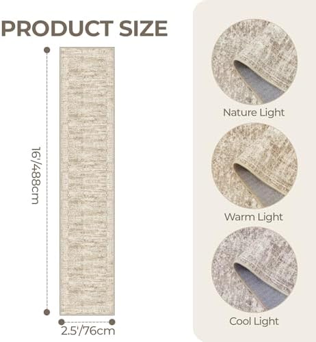 2'6 x 16' Runner Rug Non Slip,Washable Kitchen Rugs,Brown - Image 2