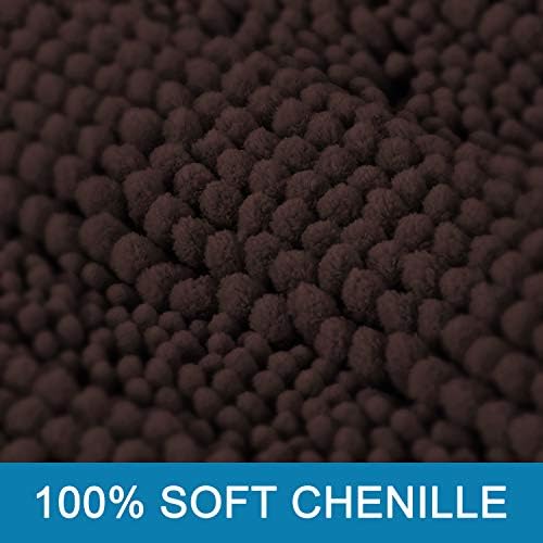 Non Slip Thick Shaggy Chenille Bathroom Rug Mat Set Extra Soft and Absorbent Striped Floor Rugs, 2 Piece, Machine-Washable - Image 3