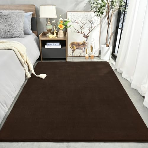 Amearea Modern Area Rugs for Bedroom Living Room, 5x8 Brown Memory Foam Rug - Image 2