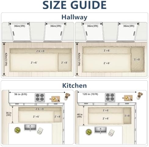 Modern Hallway Runner Rug 2x8,Textured Non Slip Carpet Runner,Ocean Blue - Image 3