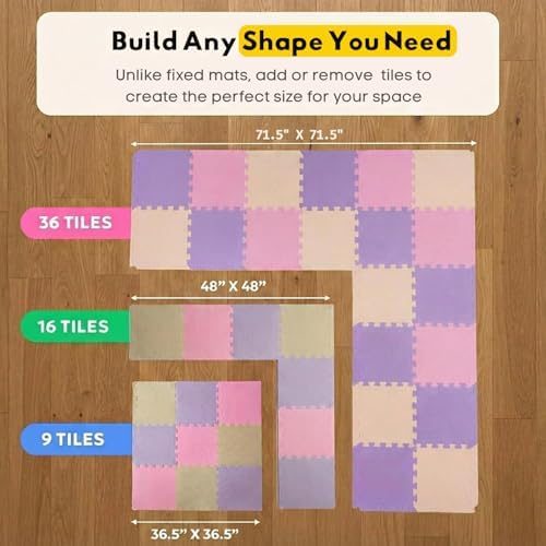 MioTetto Baby Play Mat, Comfortable Playtime Mat – Portable Foam Floor Tiles, Safe Baby mat for Floor for Crawling & Development, Soft Play mat for Babies, Stylish Interlocking Foam Tiles - Image 2