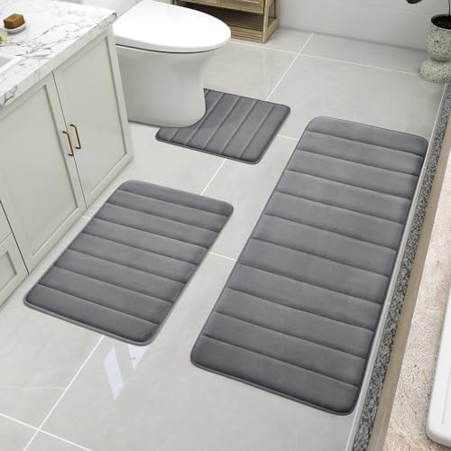 BYSURE Dark Grey Memory Foam Bath Mats Extra Long by BYSURE