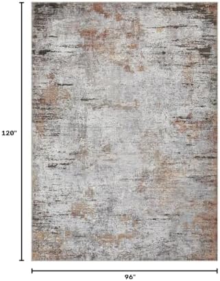 DMOYEST Area Rug Living Room Rugs - 8x10 Large Soft Indoor Neutral Modern Abstract Low Pile Washable Rug Carpet for Bedroom Dining Room Farmhouse Home Office - Grey Rust - Image 2