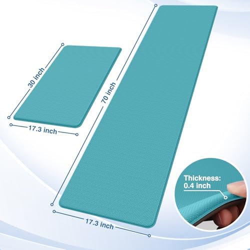 StepRite Kitchen Mats for Floor, 2-Piece Anti-Fatigue Kitchen Rugs, Green - Image 2