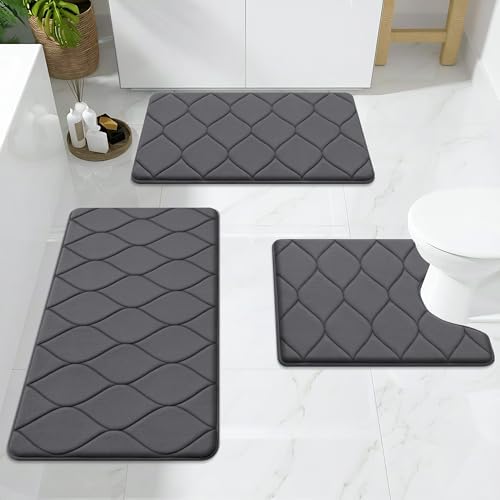 Smiry Memory Foam U-Shaped Toilet Mat 24x20, Soft Absorbent Toilet Rugs - Image 2