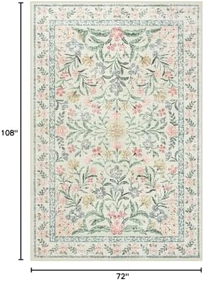 Lahome Boho Beige Rugs for Living Room 6x9, Washable Kids Rugs for Bedroom Girls, Farmhouse Soft Baby Carpet for Nursery, Non-Slip Carpet for Dining Room Playroom, Beige - Image 2