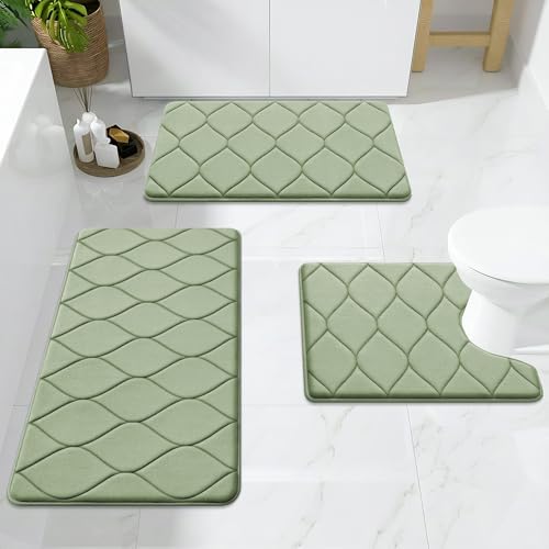 Smiry Memory Foam Bath Mat 24x16, Ultra Soft Absorbent Bathroom Rugs - Image 6