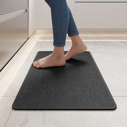 YDKGL Kitchen Rugs Kitchen Mats for Floor Non Slip Washable Black 17"x30" by YDKGL