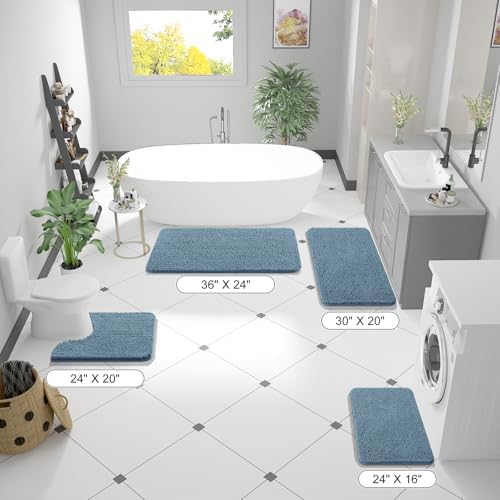 OLANLY Bathroom Runner Rugs 47x20, Extra Soft Absorbent Chenille Bath Rugs - Image 2