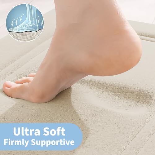 Cupic Cupid Super Soft Memory Foam Bath Mat, Khaki Bathroom Rugs, Non Slip Bath Mats for Bathroom Floor, Machine Washable Rugs for Shower & Tub, Quick Dry Bath Carpet for Decor, 24" x 36" - Image 3