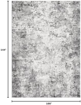 UERMEI 9x12 Area Rug Living Room Rugs - Washable Neutral Modern Abstract Soft Thin Large Rug Indoor Floor No Slip Rug Carpet for Bedroom Under Dining Table Home Office Decor - Grey - Image 2