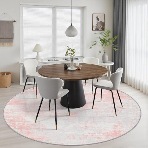 Round Area Rug Living Room: 6 ft Modern Washable Indoor Carpet - Image 4