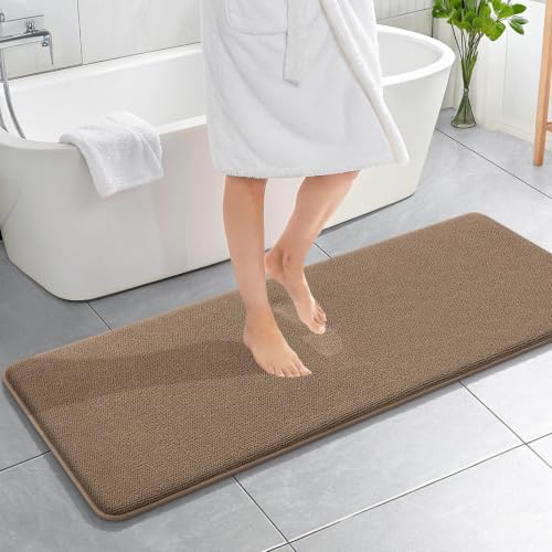 OLANLY Memory Foam Bathroom Runner Rugs 59x20, Absorbent Long Mat, Mocha by OLANLY