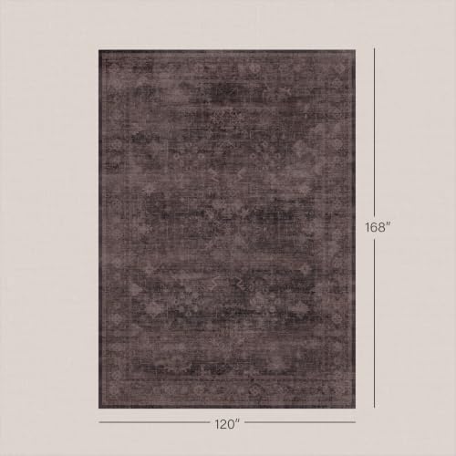 Boho 10x14 Dark Taupe Brown Large Area Rug for Living Room, Dining Room & Bedroom, Neutral Vintage Distressed Geometric Pattern, Easy to Clean, Slip-Resistant, Stain & Fade Resistant, Ultra Soft - Image 2