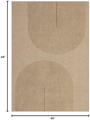 Non-Slip Jute Rug for Entryway: 4x5 Outdoor Mat - Geometric Arch Pattern - Image 2