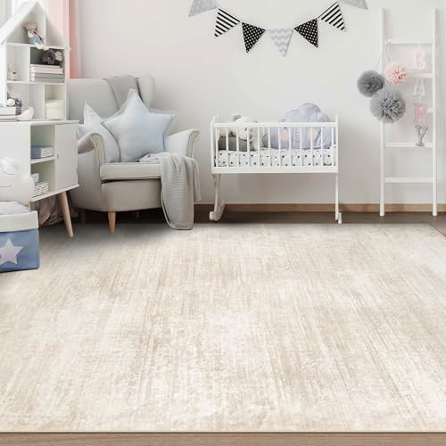 pmtsns Area Rugs 6x9 for Living Room: Washable Rug Modern Abstract Neutral Soft Non-Slip Low-Pile Indoor Carpet for Bedroom Dining Room Playroom Home Office (Beige, 6'x9') - Image 6