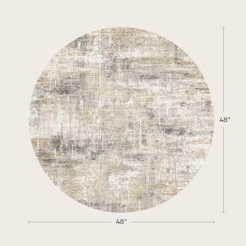 4ft Area Rug for Living Room, Abstract Washable Non-Slip Large Rugs, Gold - Image 2