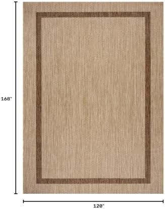 Luul Home Bordered Outdoor Rug 10x14 Washable Outside Carpet for Indoor Patio Porch Waterproof Easy Cleaning Non Shedding Area Rugs Jute Beige - Nut Brown 10 x 14 - Image 2