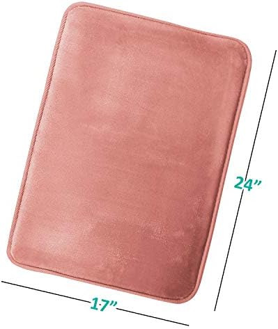 Clara Clark Bathroom Rugs, Velvet Memory Foam Bath Mat, Non-Slip, Machine Washable Bath Rugs - Dries Quickly, Ultra Soft Plush Bath Mats for Bathroom, 17 x 24, Misty Rose - Image 3