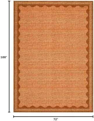 GarveeHome Scalloped Orange Washable Rugs 6x9 Rug for Living Room Solid Modern Minimalism Soft Low-Pile Carpet for Bedroom Dining Nursery Non Slip TPE Backing - Image 2