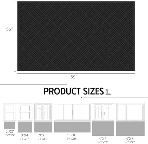 Front Door Mat 3'x5', Heavy Duty Non-Slip Indoor Outdoor Doormat - Image 2