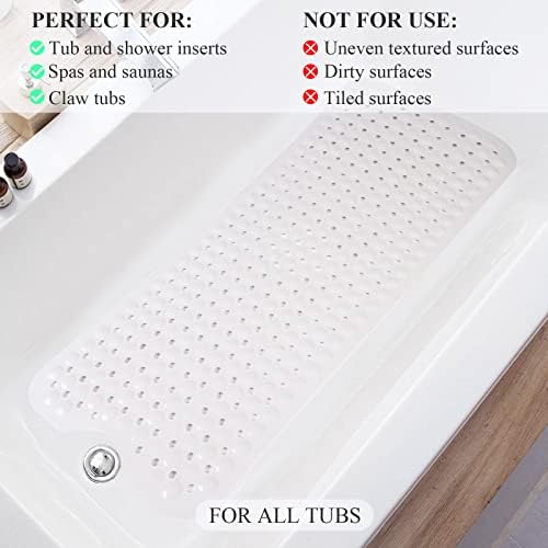 Sheepping Baby Bath Mat Non Slip Extra Long Bathtub Mat for Kids 40 X 16 Inch - Eco Friendly Bath Tub Mat with 310 Big Suction Cups,Machine Washable Shower Mat (Khaki) - Image 2