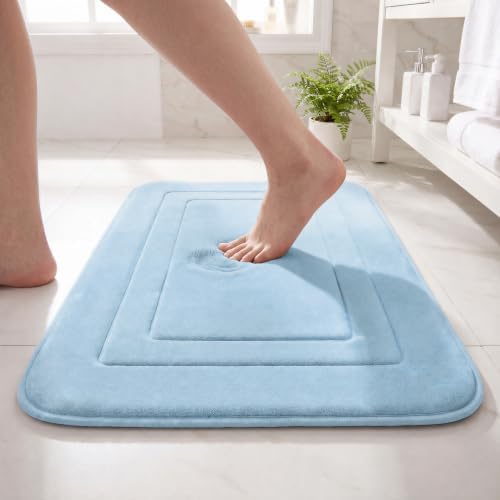 Cupic Cupid Memory Foam Bath Mat 24"×36"，Non Slip Bathroom Rugs，Light Blue by CupicCupid
