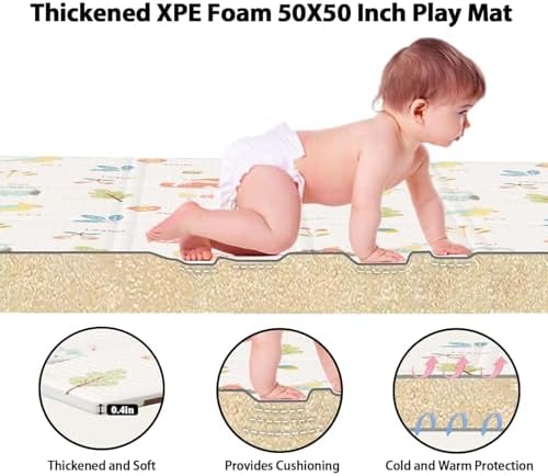 XVISHX Baby Play Mat, 50 x 50 Inch Play Mat Perfect for Use Baby Playpen, Foldable Baby Foam Playmat for Floor, Portable Waterproof Activity PlayMats for Babies, Infants and Toddlers - Image 4